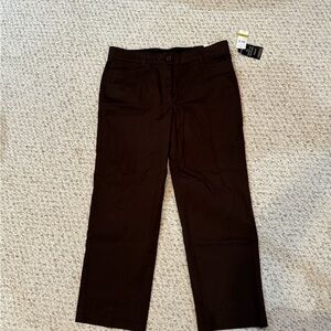 NWT: Studio Works Women's Dark Brown Straight Leg Pants Petite